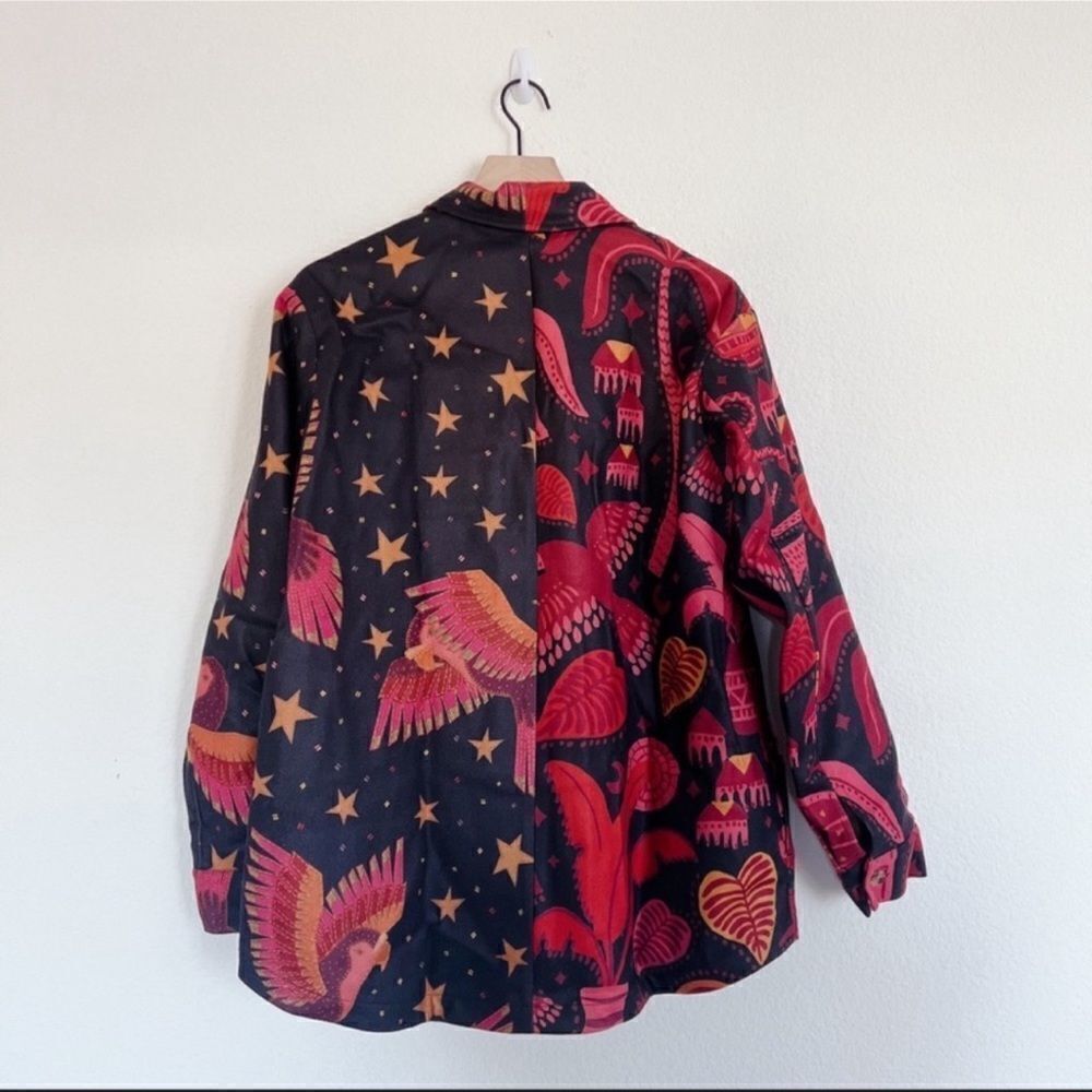 Farm Rio Mixed Black Prints Fleece Shirt Jacket size Small - Picture 7 of 11